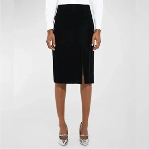 Theory High Waist Side Slit Drape Velvet Skirt